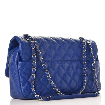 Chanel Caviar Quilted Jumbo Easy Flap Blue 3 of 7