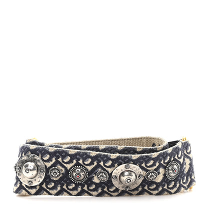 Christian Dior Oblique Studded Shoulder Strap Blue 2 of 4