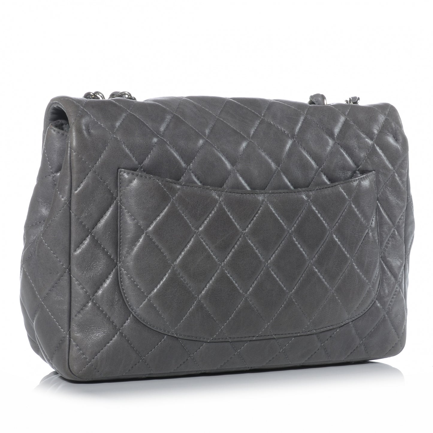 Lambskin Jumbo Single Flap Grey