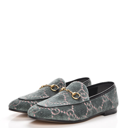 Gucci Velvet Malaga Kid GG Monogram Horsebit Womens Jordaan Loafers 36.5 Avio Dusty Pink Black 3 of 8