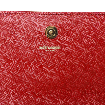 Saint Laurent Grain De Poudre Classic Monogram Cassandre Clutch New Red 7 of 11