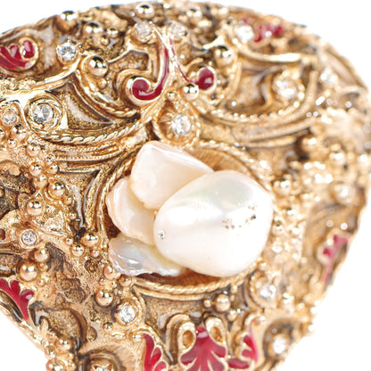 Chanel Gripoix Cyrstal Pearl CC Drop Brooch Gold 5 of 5