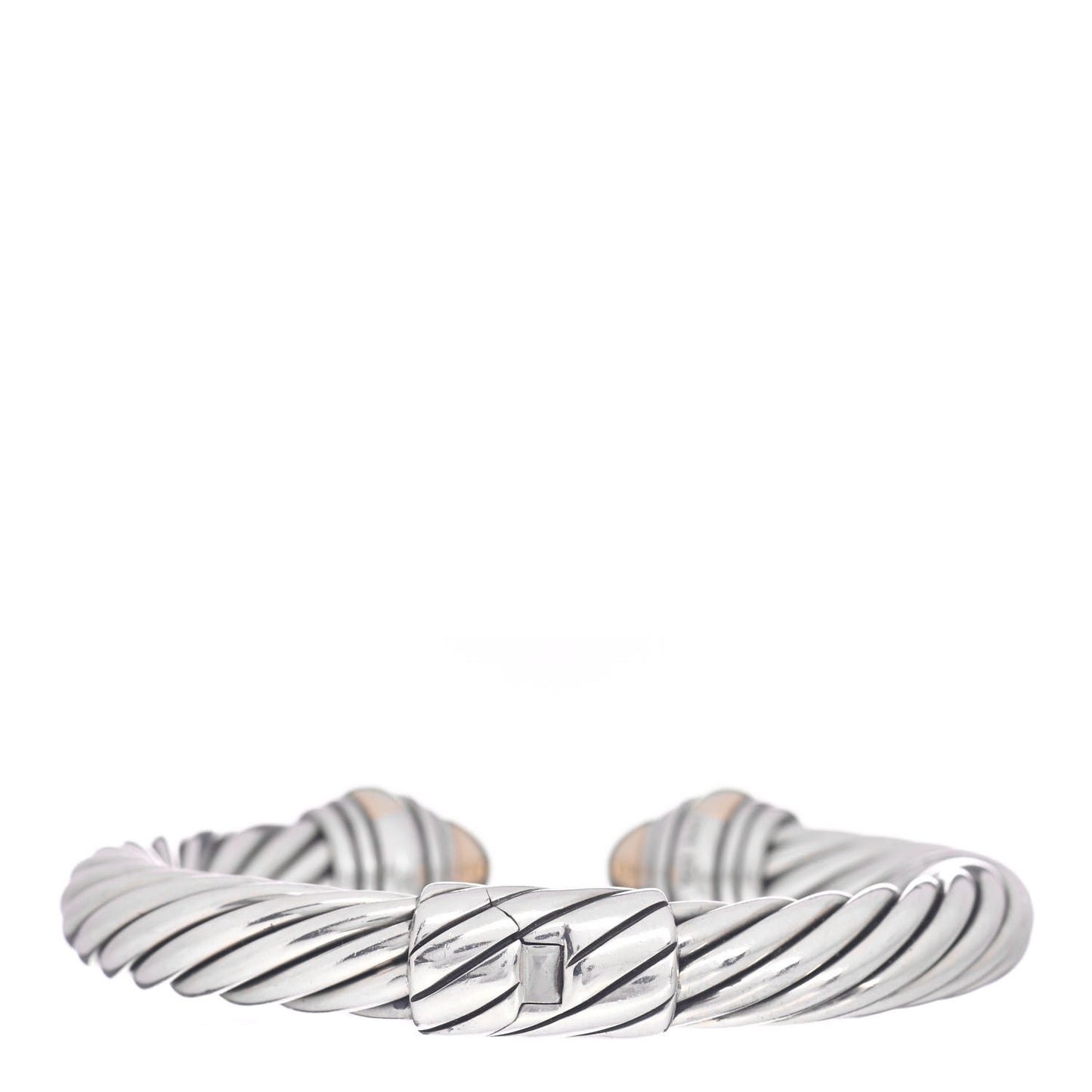 Sterling Silver 14K Yellow Gold 10mm Cable Classics Bracelet