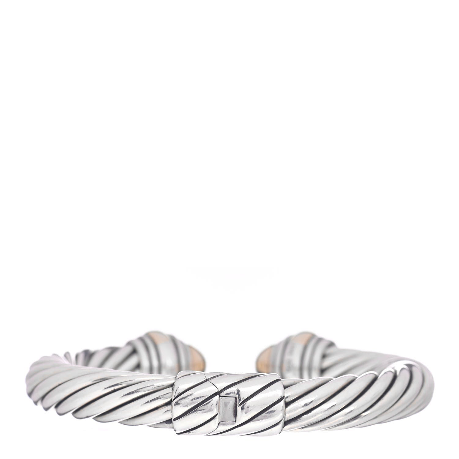 David Yurman Sterling Silver 14K Yellow Gold 10mm Cable Classics Bracelet 3 of 4