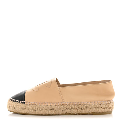 Chanel Lambskin CC Espadrilles 37 Beige Black 1 of 10