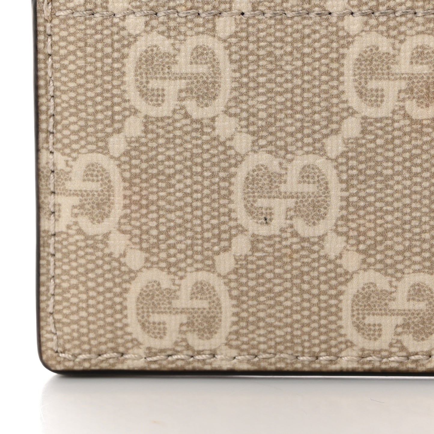 GG Supreme Monogram Textured Dollar Calfskin Web Ophidia Card Holder Beige Mystic White Oatmeal
