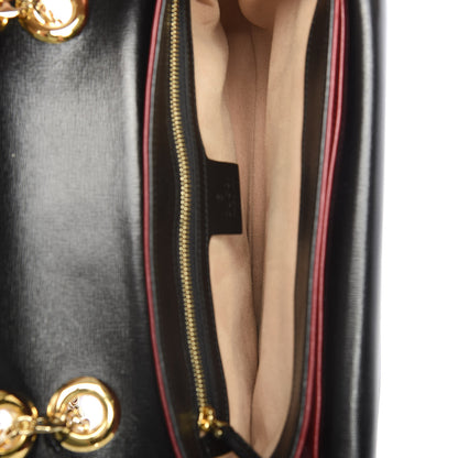 Gucci Azalea Calfskin Bi-Color Small Marina Chain Shoulder Bag New Cherry Red Black 6 of 12