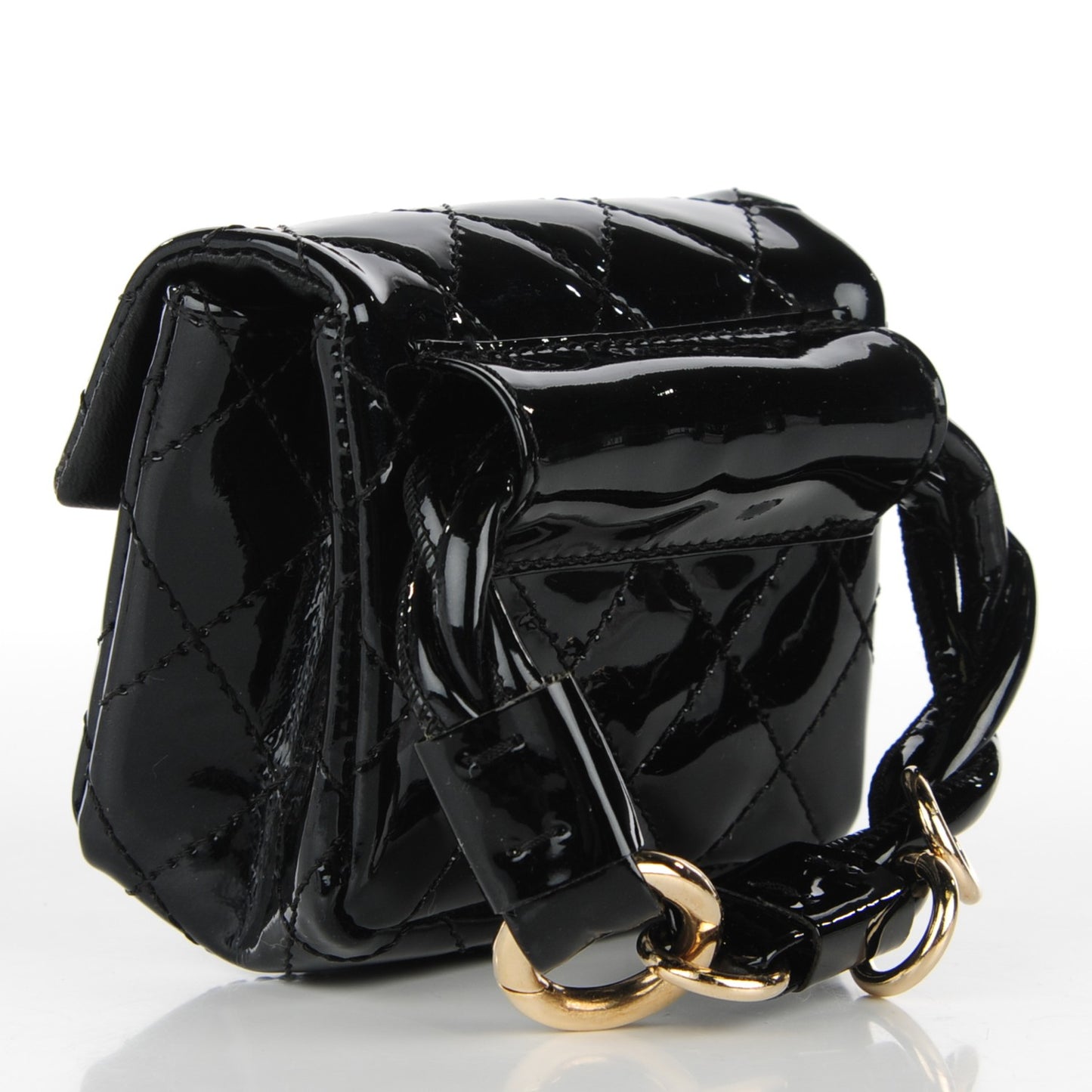 Patent Quilted 2.55 Ankle Wrist Bag Black