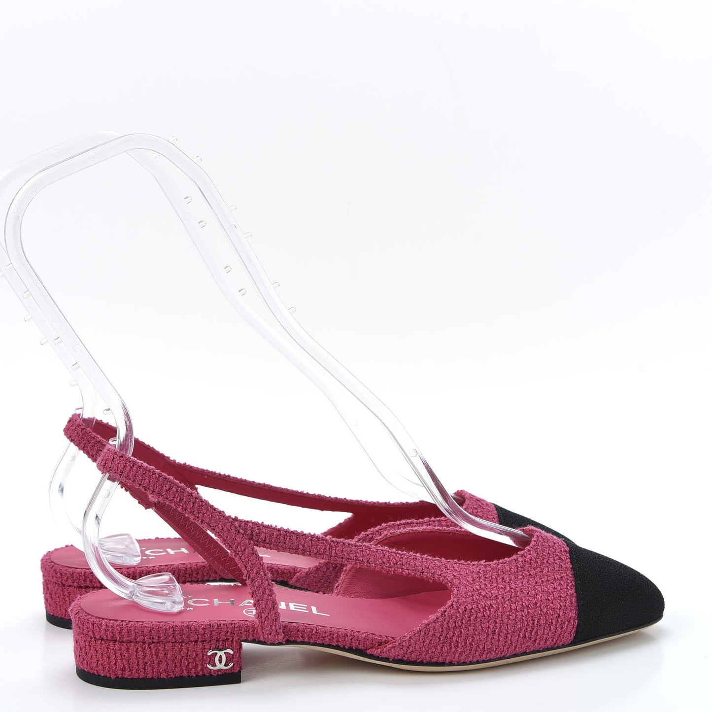 Tweed Cap Toe CC Slingback Flat 36 Pink
