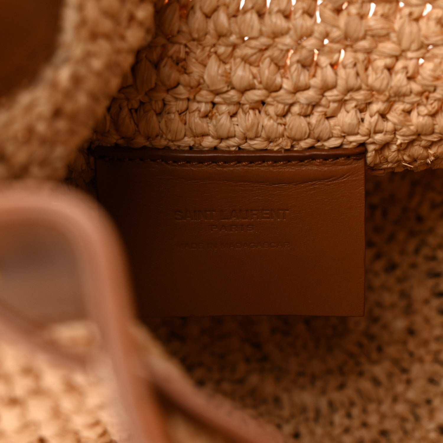 Saint Laurent Raffia Calfskin Seau Bucket Naturel Brick 6 of 10