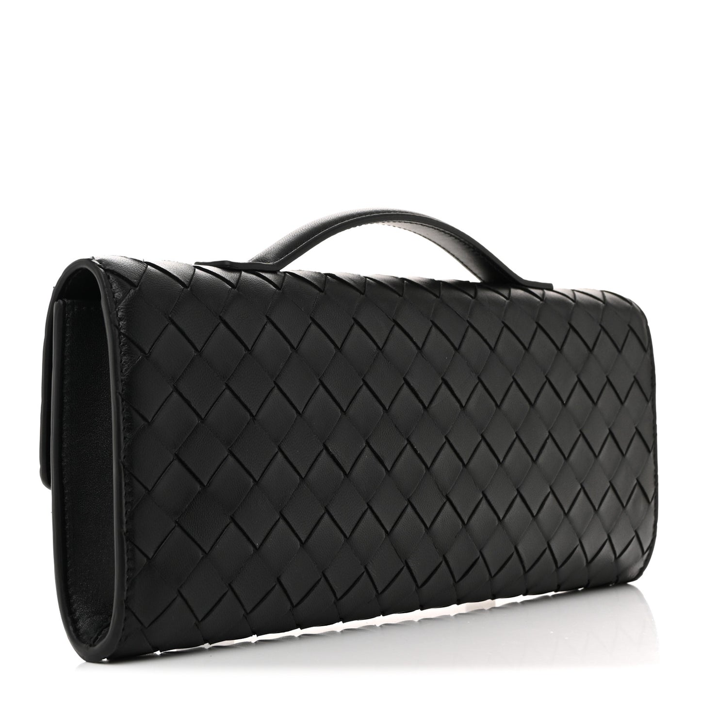 Nappa Intrecciato Long Andiamo Top Handle Clutch Black