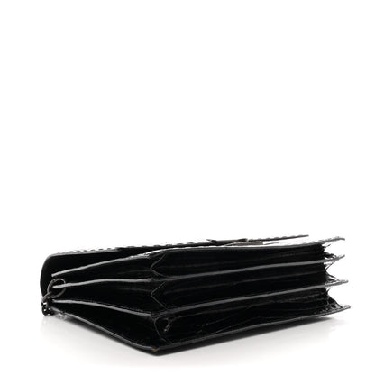 Bottega Veneta Crocodile Accordion Flap Shoulder Bag Black 4 of 12