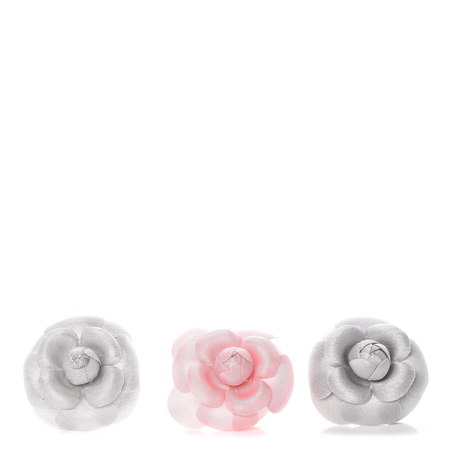 Chanel Camellia Brooch Pin Set Grey Pink 1 of 5