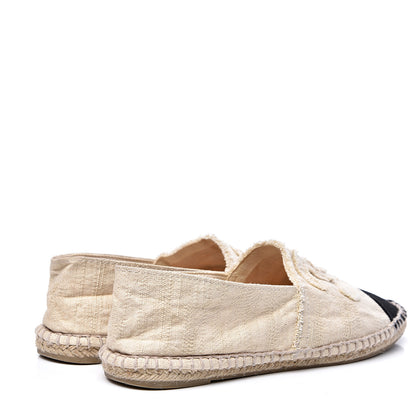 Chanel Linen CC Espadrilles 39 Beige Black 4 of 9