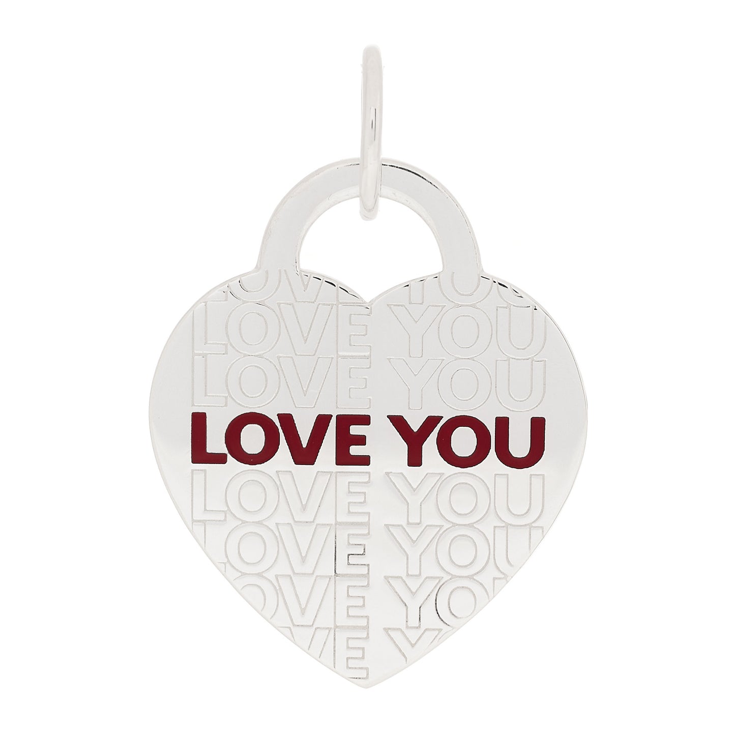 Sterling Silver Enamel LOVE YOU Heart Charm Red