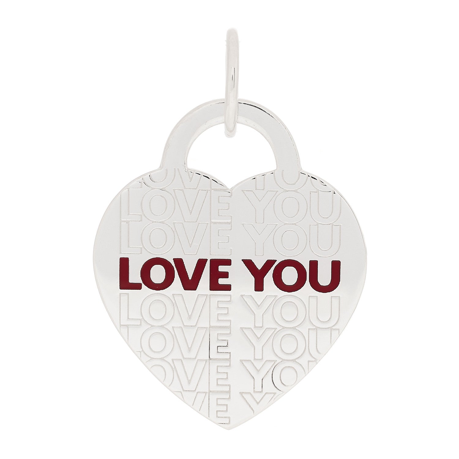 Tiffany Sterling Silver Enamel LOVE YOU Heart Charm Red 1 of 5