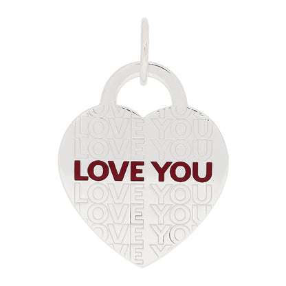Tiffany Sterling Silver Enamel LOVE YOU Heart Charm Red 1 of 5