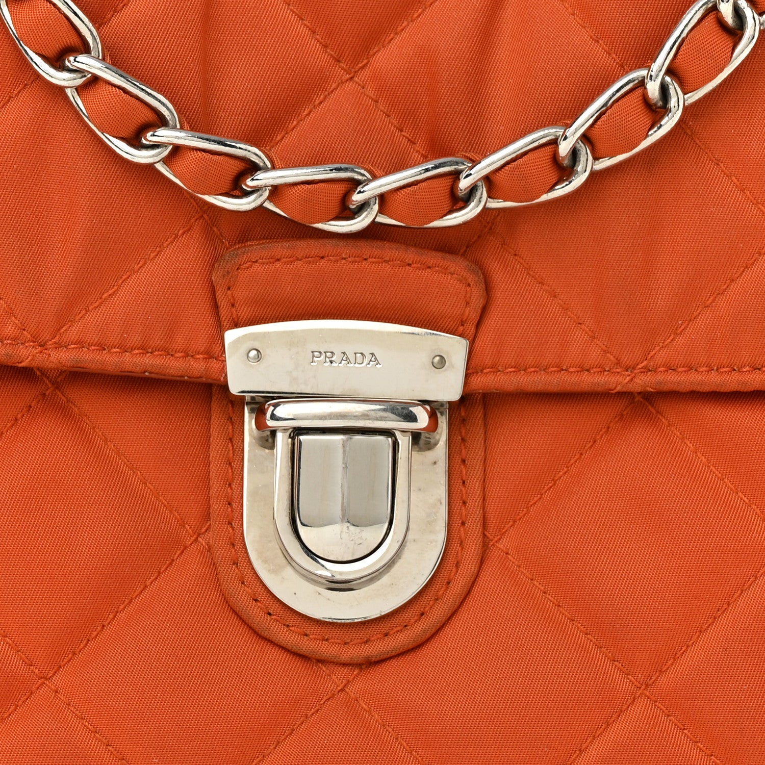 Prada Nylon Tessuto Impuntu Quilted Flap Orange 7 of 9