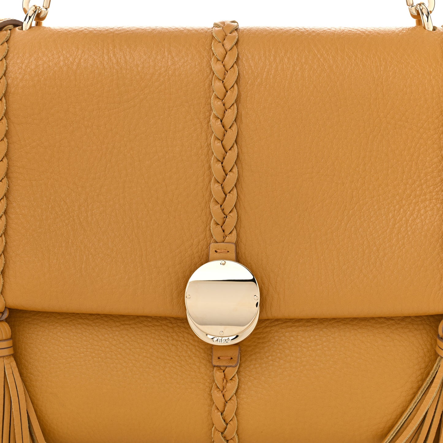 Grained Calfskin Medium Penelope Shoulder Bag Dusty Gold