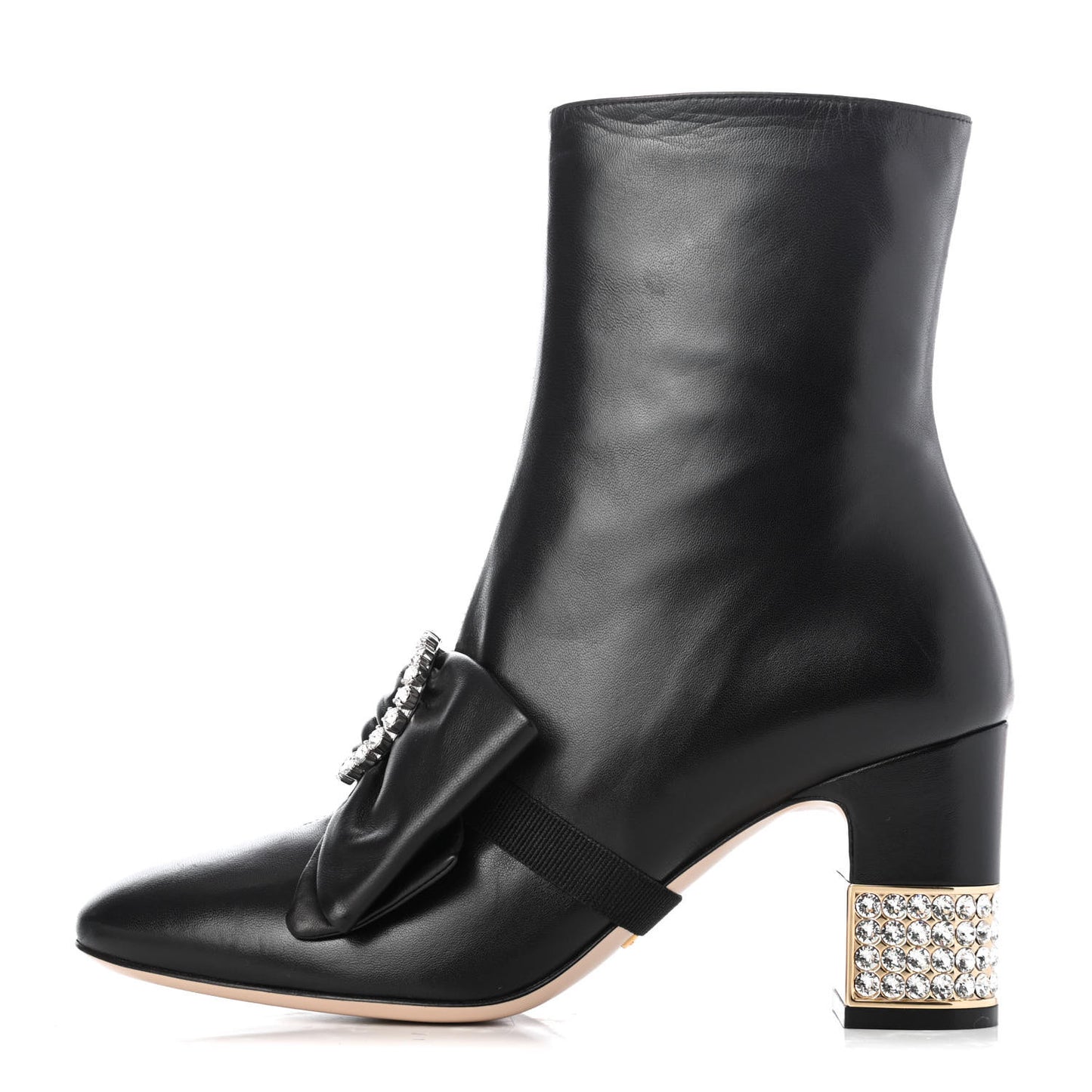 Nappa Removable Bow Candy Ankle Boots 39 Black