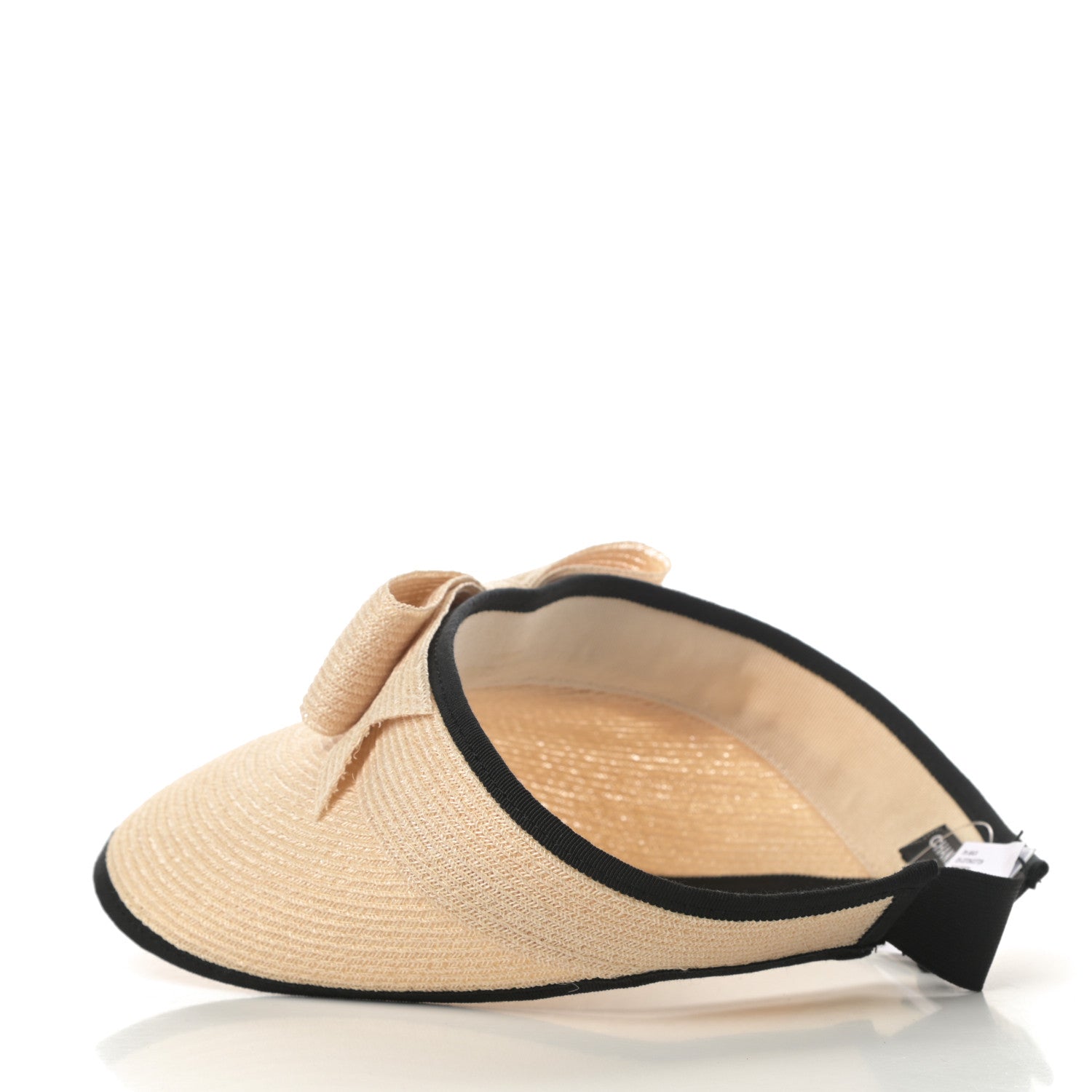 Chanel Straw Grosgrain Visor M Beige Black 3 of 5