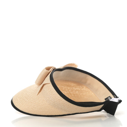 Chanel Straw Grosgrain Visor M Beige Black 3 of 5