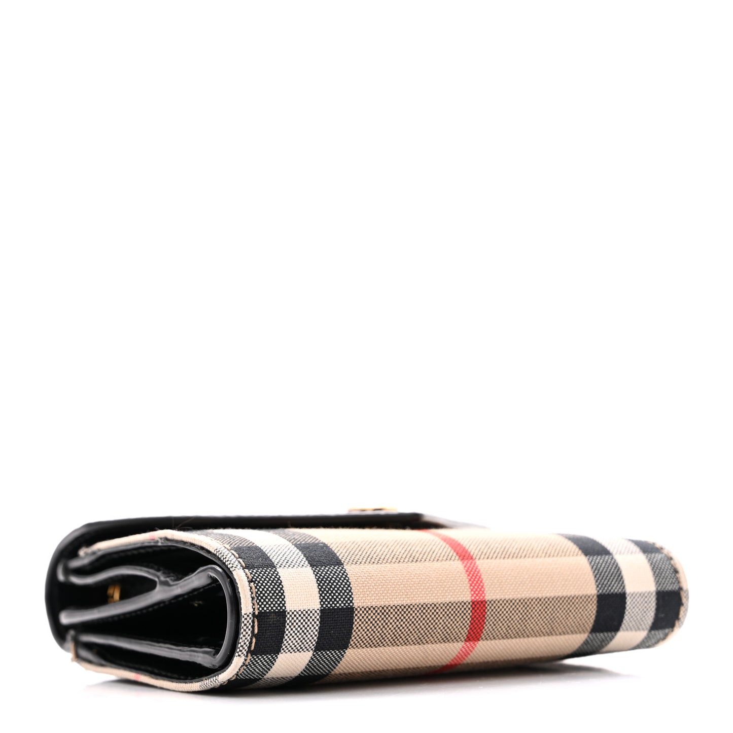Grainy Calfskin Vintage Check Lila Tri-Fold Wallet Black