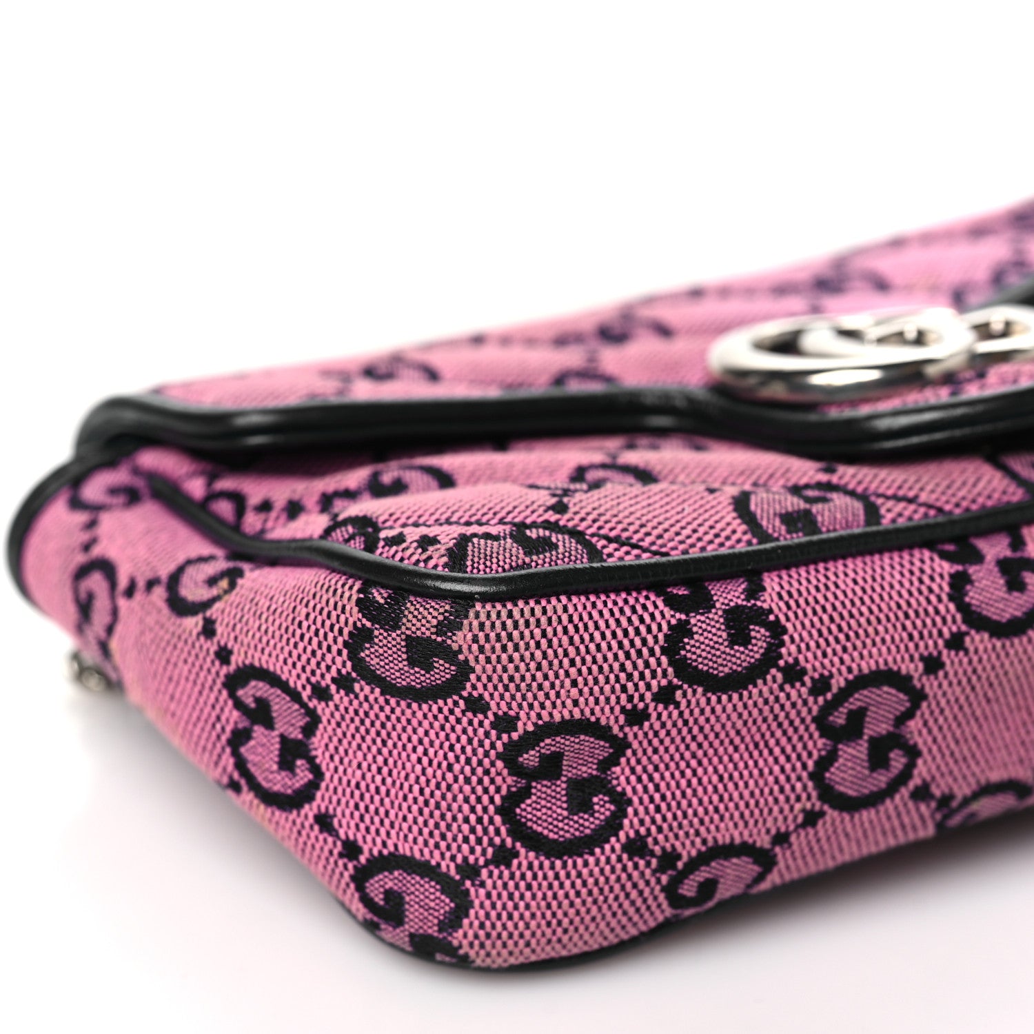 Gucci Monogram Multicolor Matelasse Diagonal Super Mini GG Marmont Shoulder Bag Pink Blue 9 of 10
