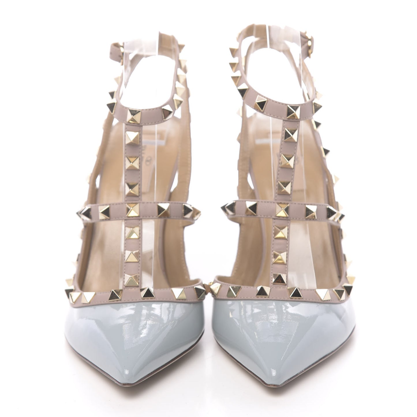 Patent Nappa Rockstud Ankle Strap 100mm Pumps 40.5 Sky Sorbet Poudre