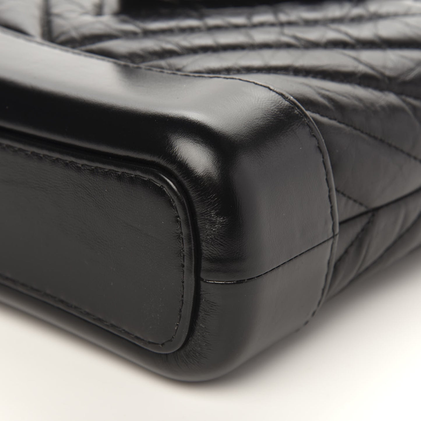 Aged Calfskin Chevron Quilted Small Gabrielle Hobo So Black