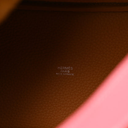Hermes Taurillon Clemence Casaque Picotin Lock 18 PM Rose Azalee Sesame 6 of 10