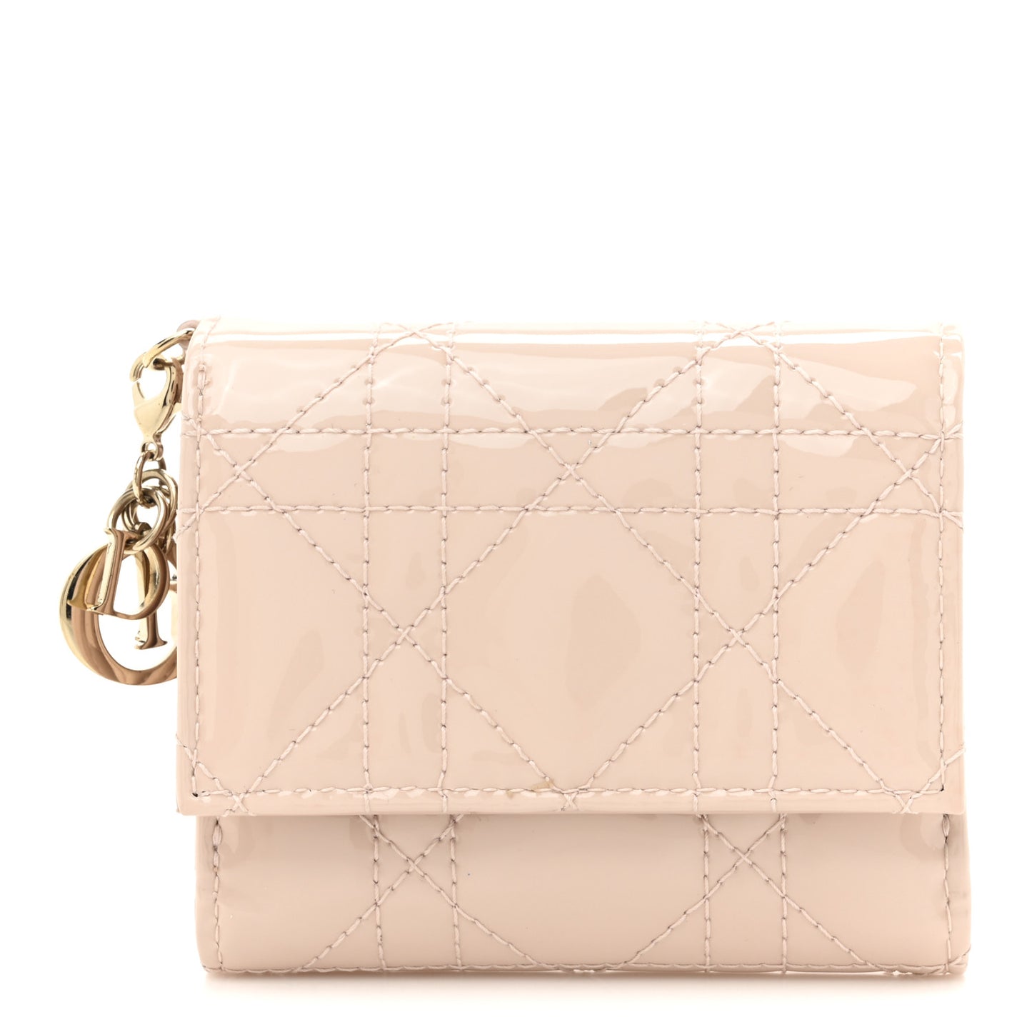 Patent Cannage Lady Dior Lotus Wallet Powder Pink