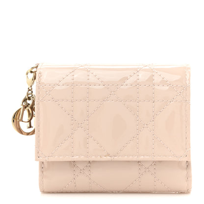 Christian Dior Patent Cannage Lady Dior Lotus Wallet Powder Pink 1 of 8