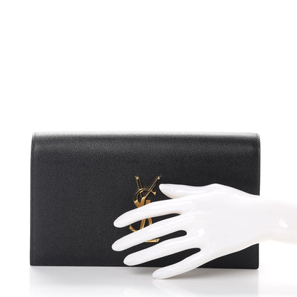 Saint Laurent Grain De Poudre Classic Monogram Kate Clutch Black 2 of 8