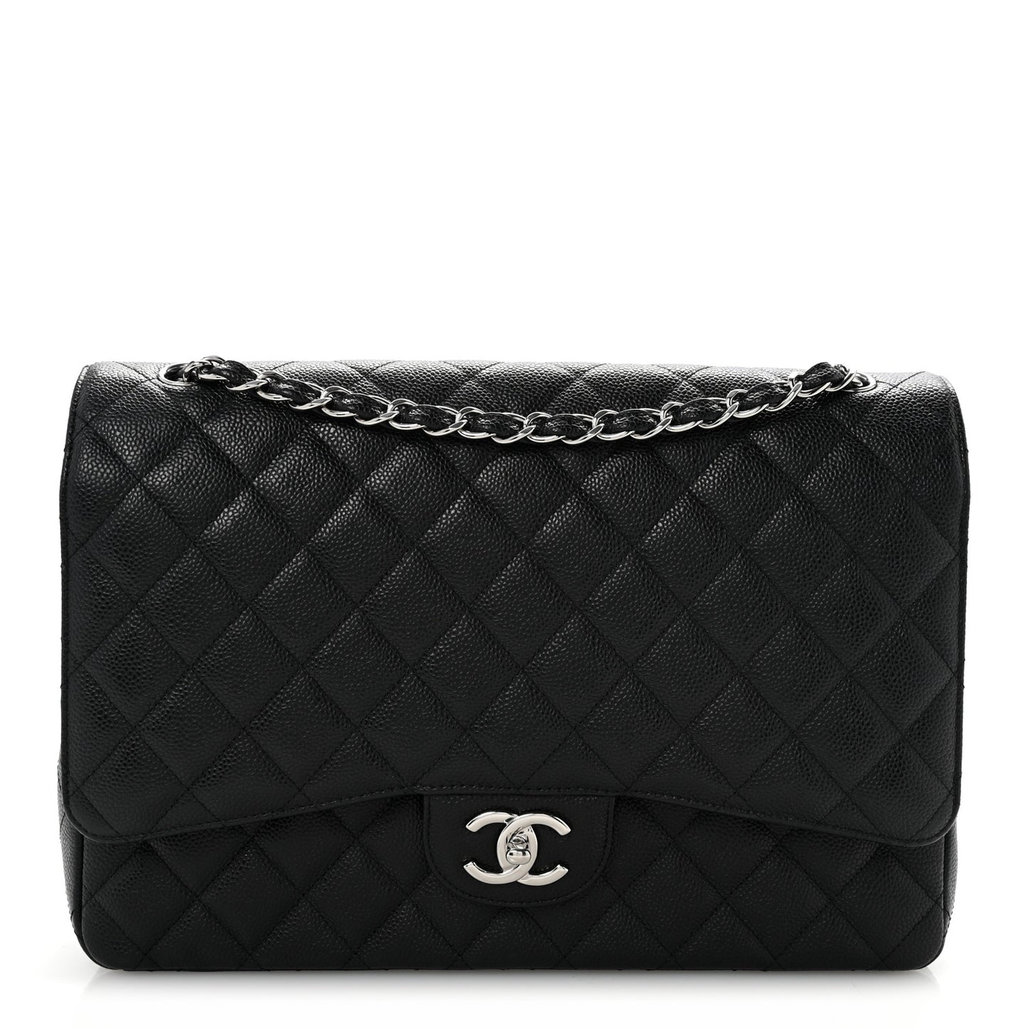 Caviar Quilted Maxi Double Flap Black