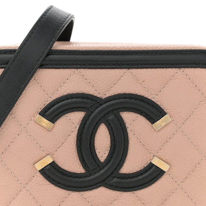 Chanel Caviar Quilted CC Filigree Vanity Clutch With Chain Beige Black 8 of 13