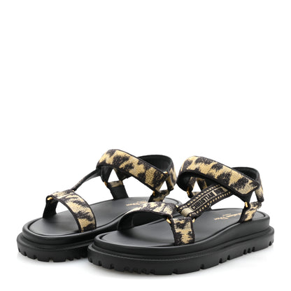 Christian Dior Technical Fabric Mizza Print Dioract Sandals 37 Beige Multicolor 4 of 9