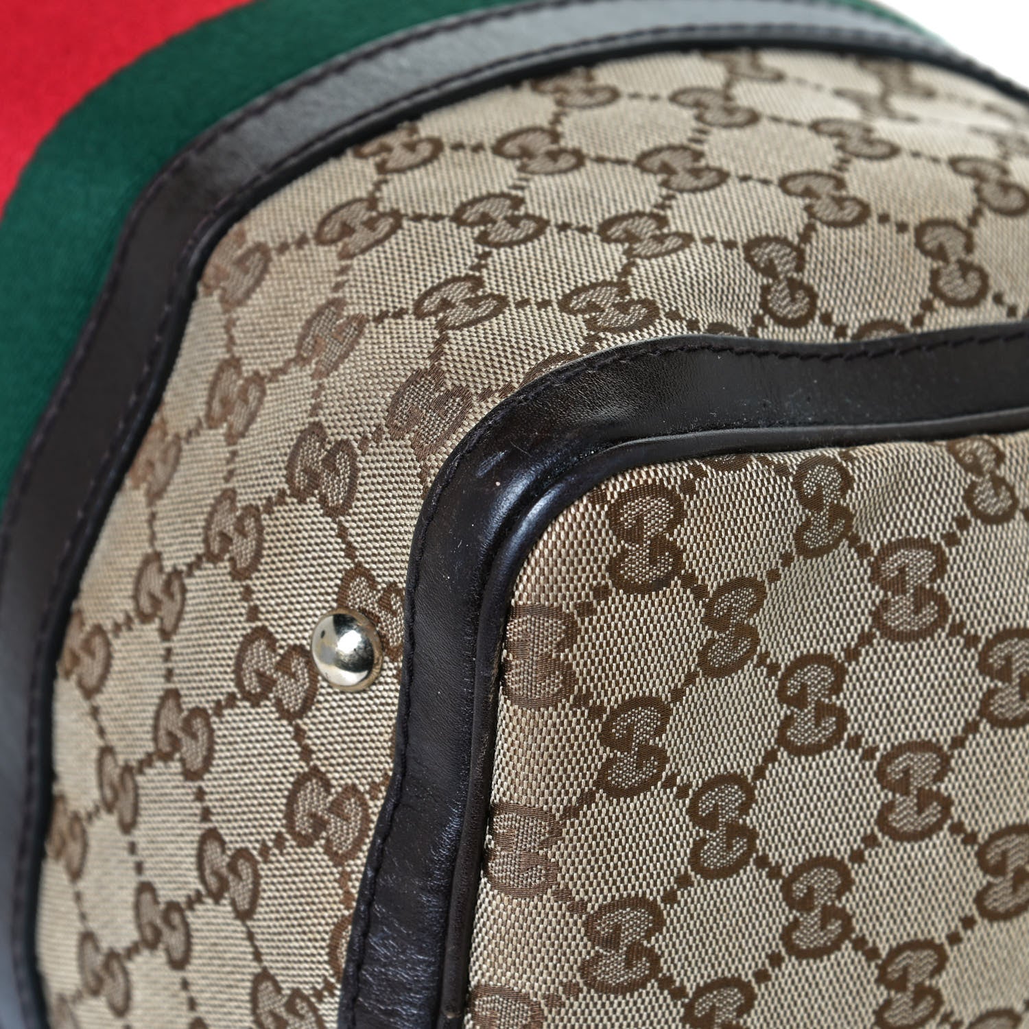 Gucci Monogram Vintage Web Medium Boston Dark Brown 13 of 16