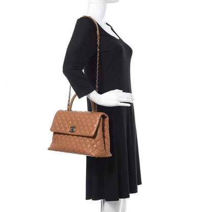 Chanel Caviar Quilted Medium Coco Handle Flap Camel 2 of 12