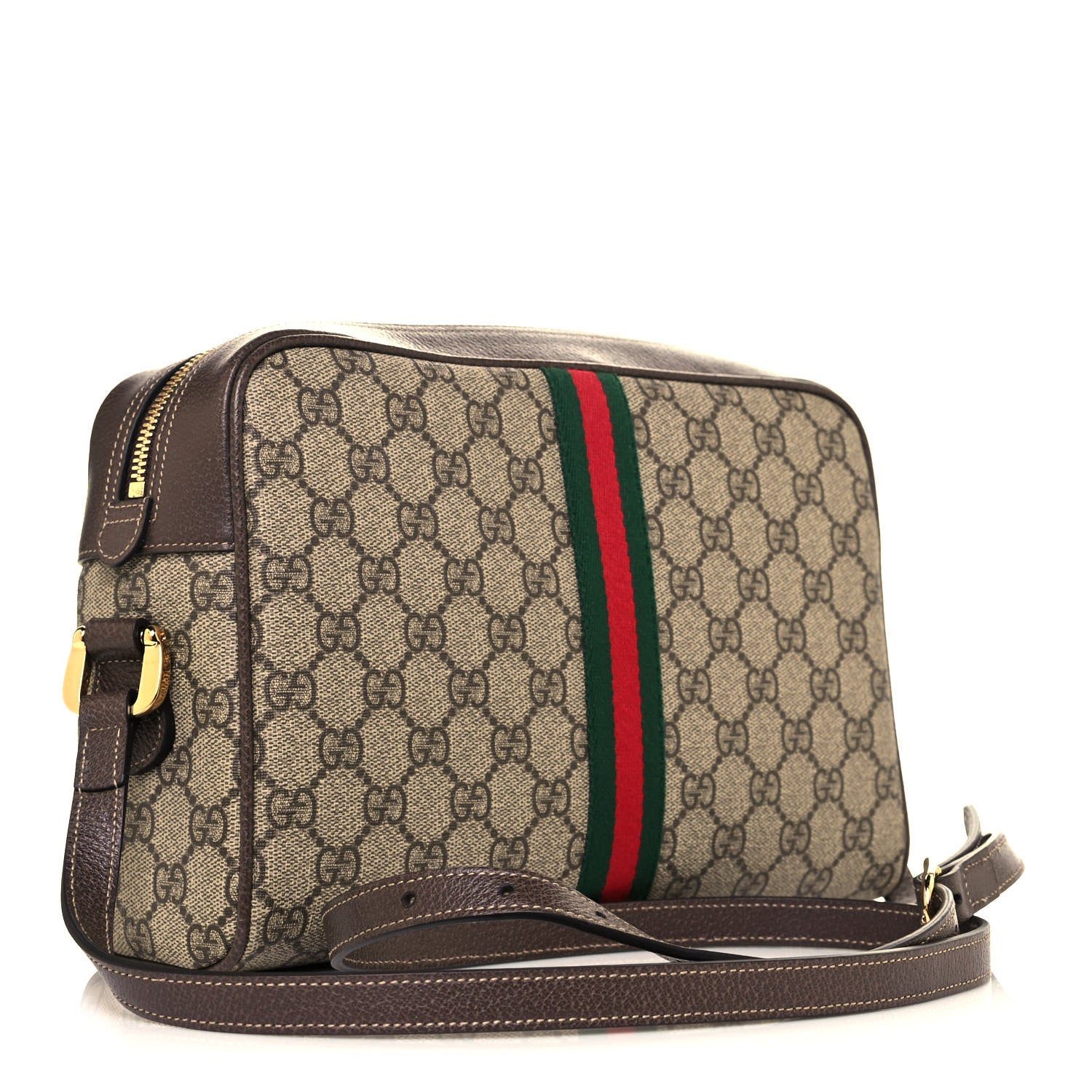 Gucci GG Supreme Monogram Web Small Ophidia Shoulder Bag Brown 3 of 11