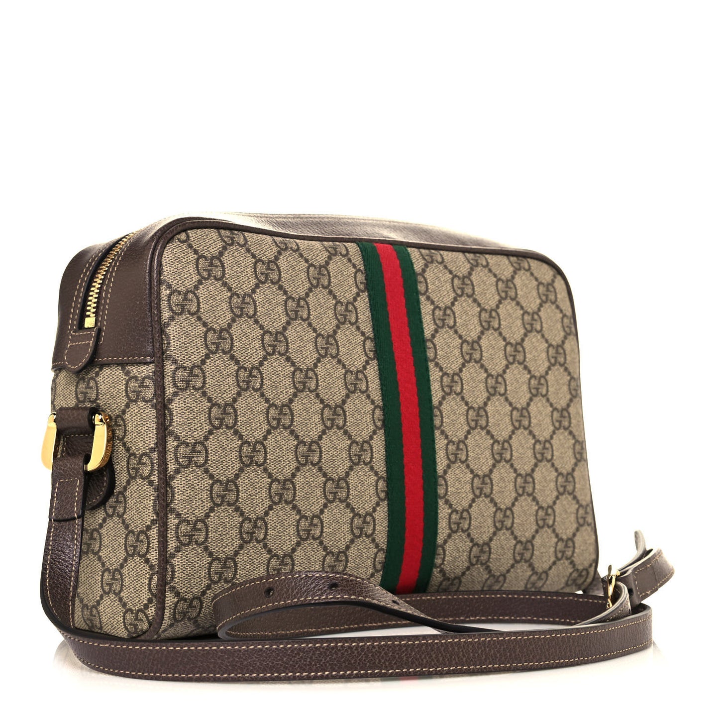 GG Supreme Monogram Web Small Ophidia Shoulder Bag Brown
