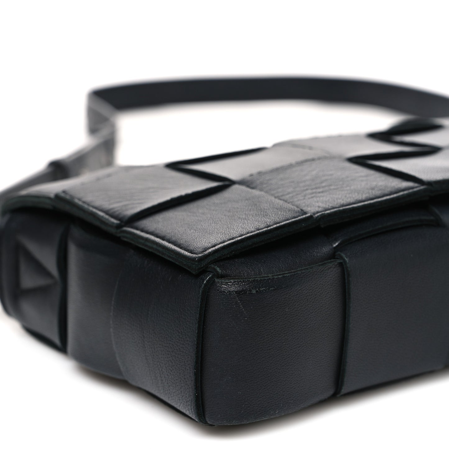 Lambskin Maxi Intrecciato Cassette Crossbody Bag Black
