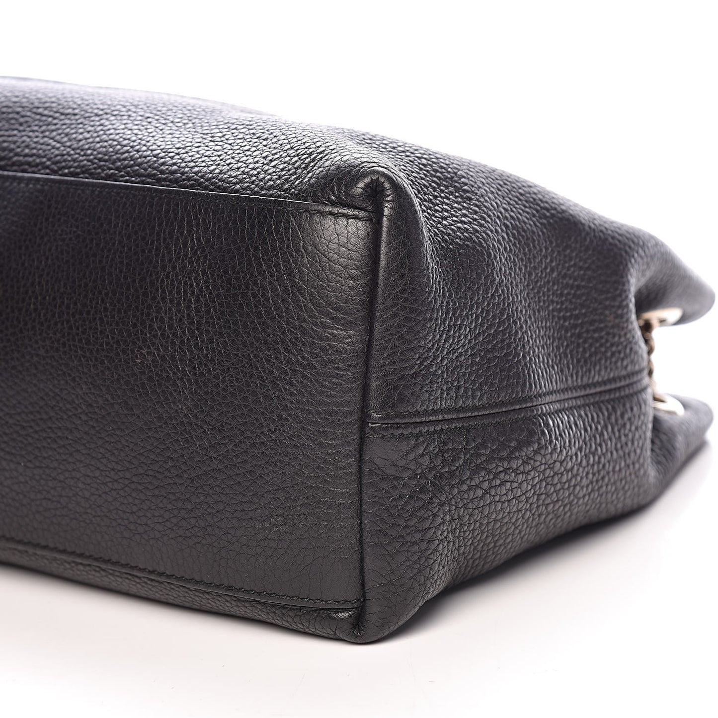 Pebbled Calfskin Medium Soho Chain Shoulder Bag Black