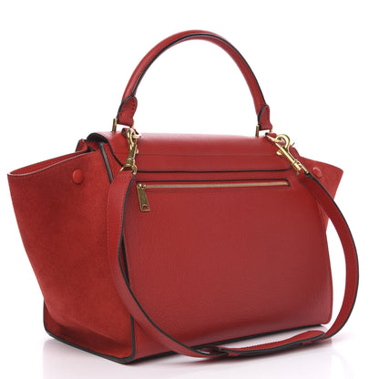 Celine Drummed Calfskin Suede Medium Trapeze Vermillion 4 of 9