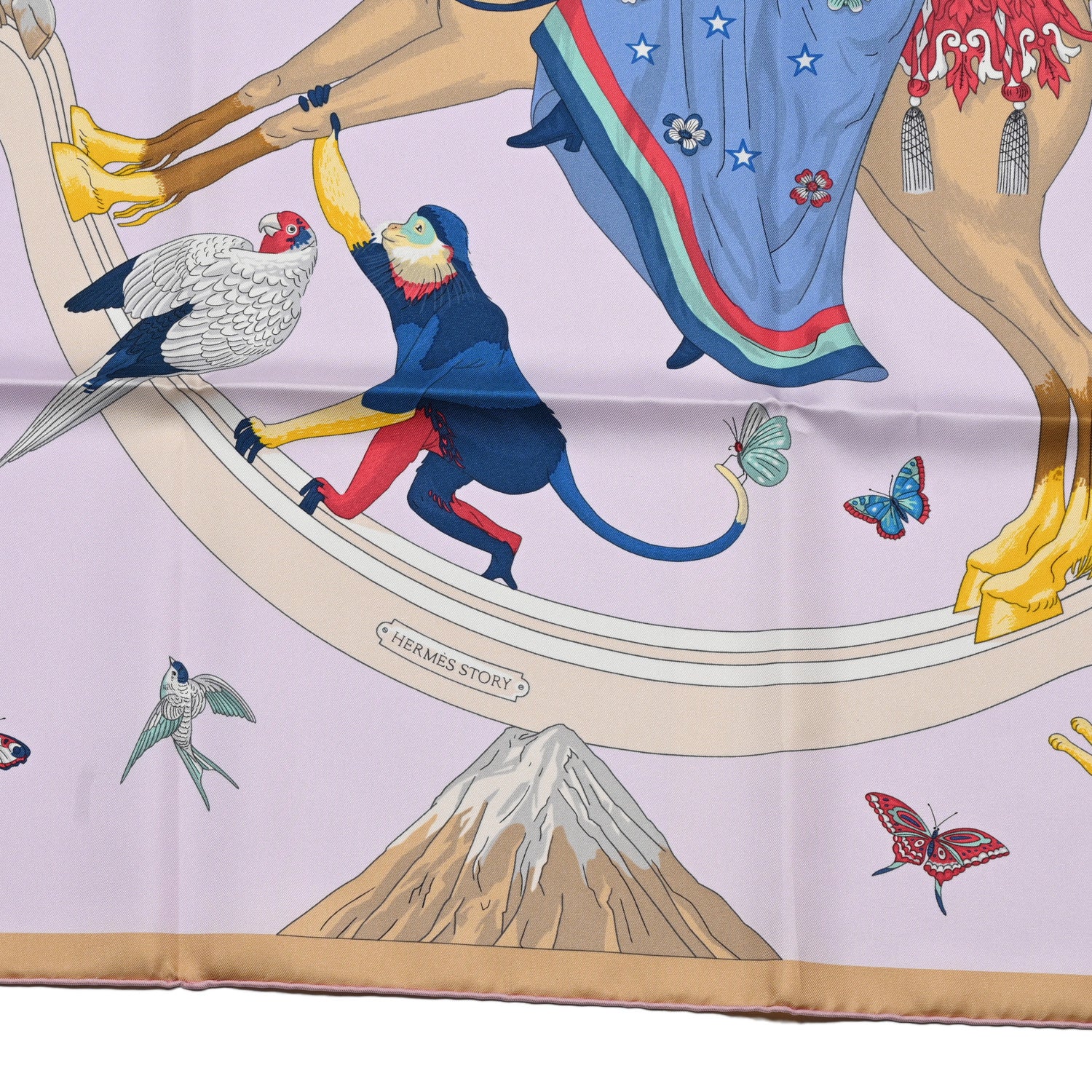 Hermes Silk Story Scarf 90 Rose Nacre Bleu Beige 5 of 5