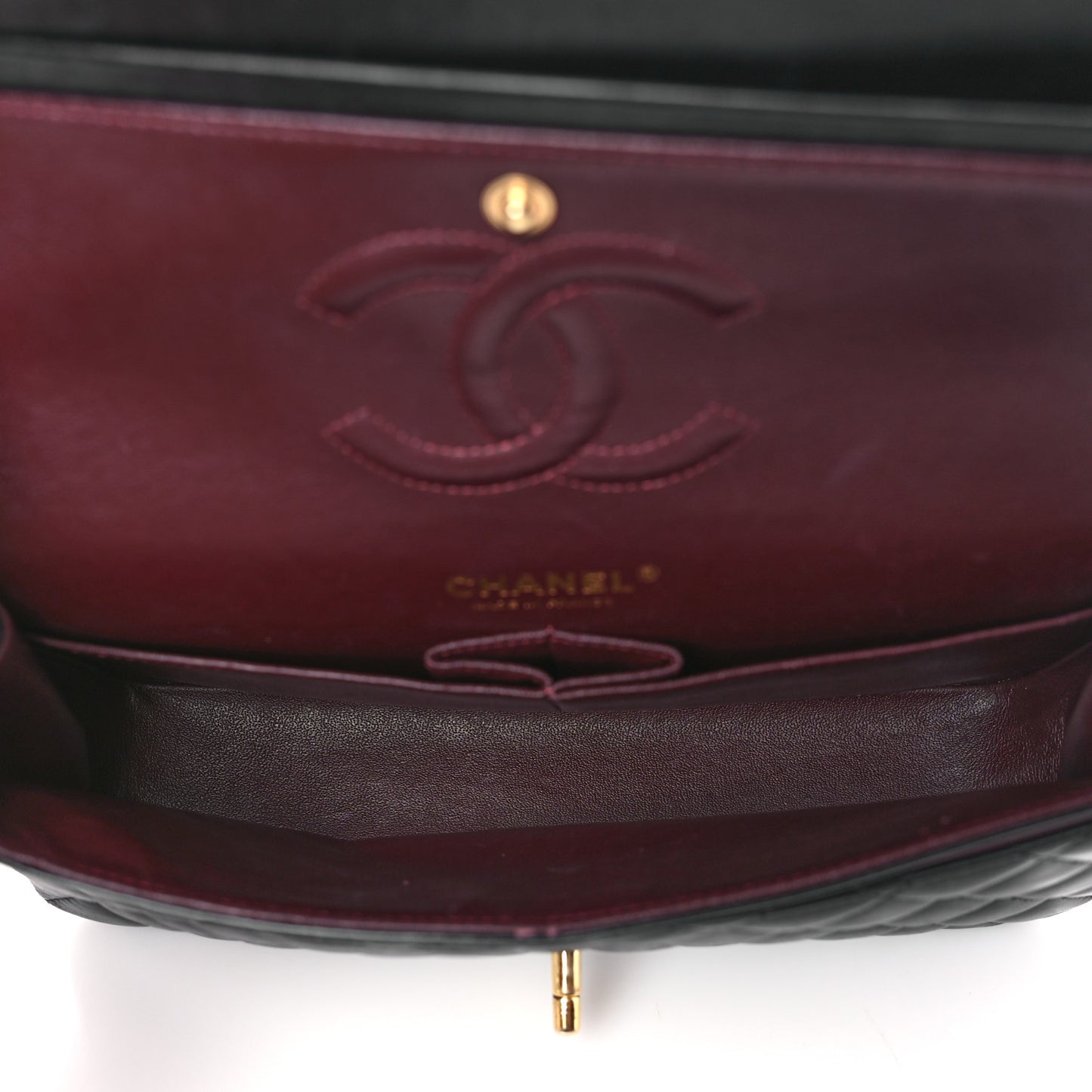 Lambskin Quilted Medium Double Flap Black