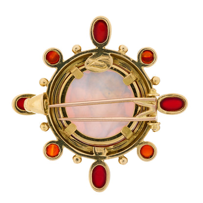 Elizabeth Locke 18K Yellow Gold Venetian Glass Mother of Pearl Carnelian Intaglio Brooch Pin 3 of 5