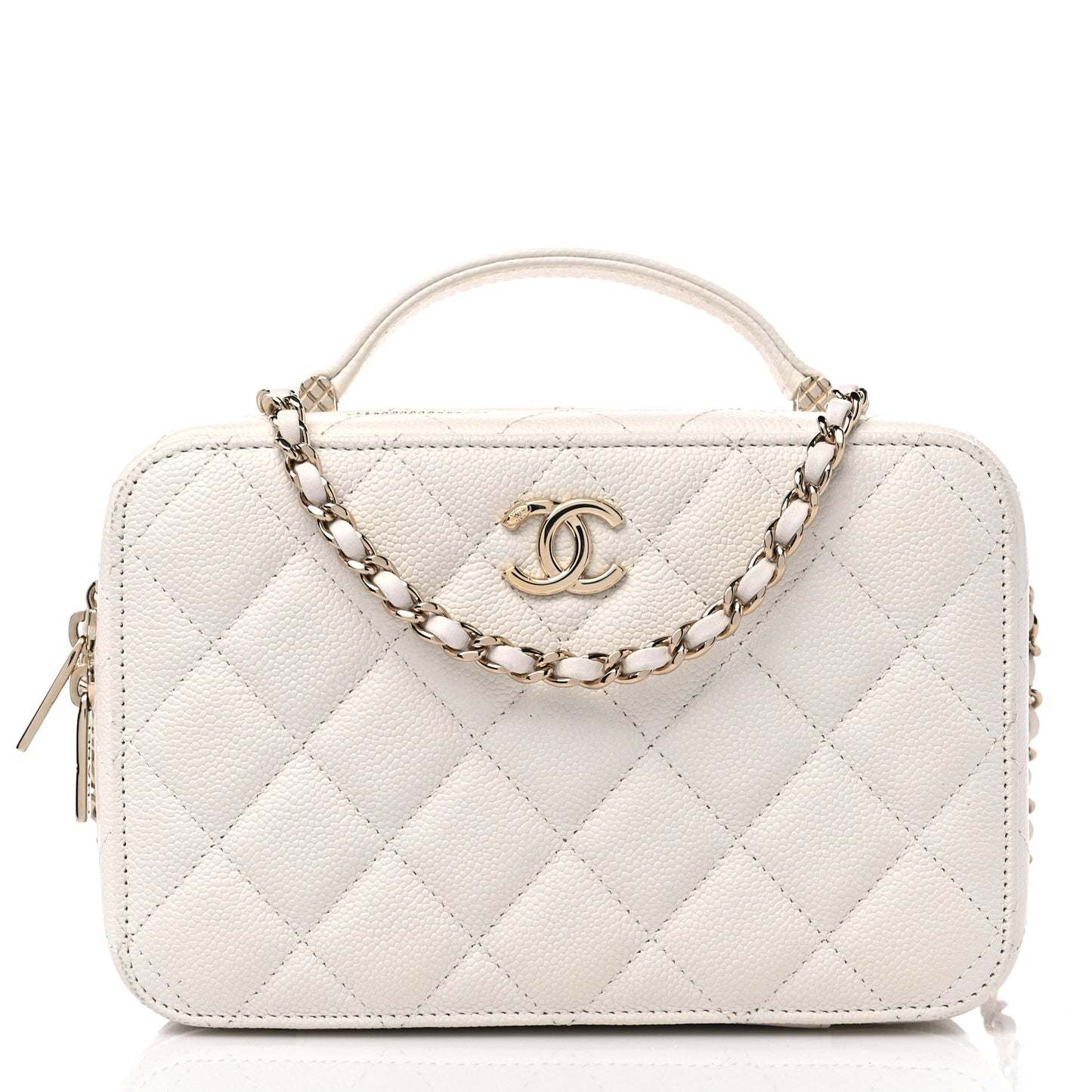 Caviar Quilted Top Handle Vanity Case White