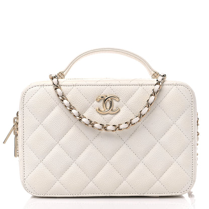Chanel Caviar Quilted Top Handle Vanity Case White 3 of 13