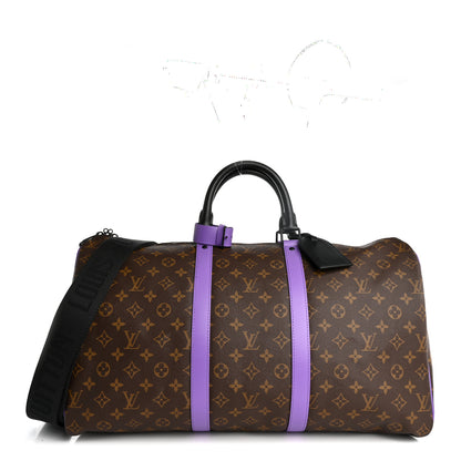 Louis Vuitton Monogram Macassar LV Colormania Keepall Bandouliere 50 Purple 1 of 9